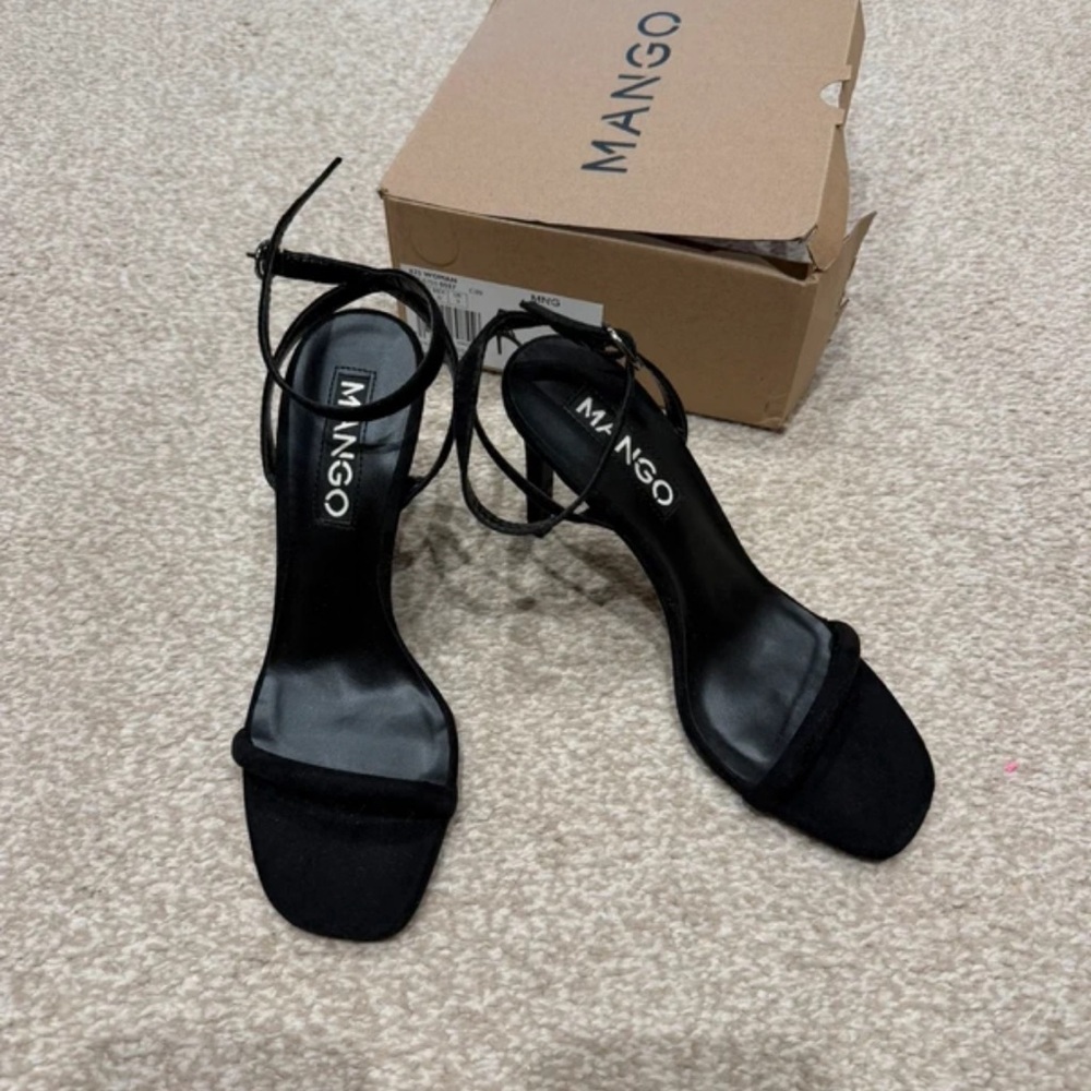 Mango Strappy Black Heels